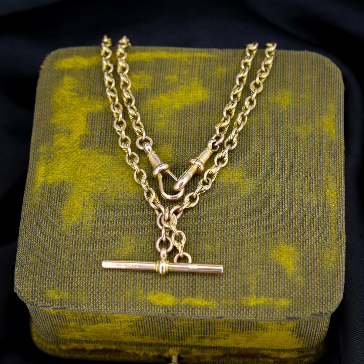 Antique 9ct Gold Love Knot Link Double Albert Watch Chain Necklace | 14.5"
