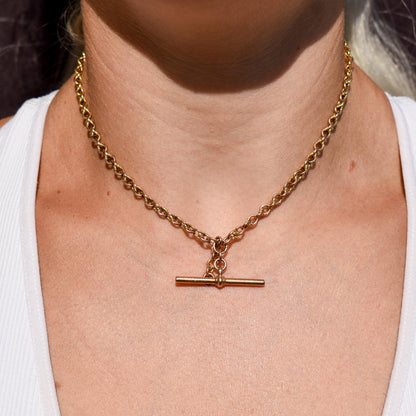 Antique 9ct Gold Love Knot Link Double Albert Watch Chain Necklace | 14.5"