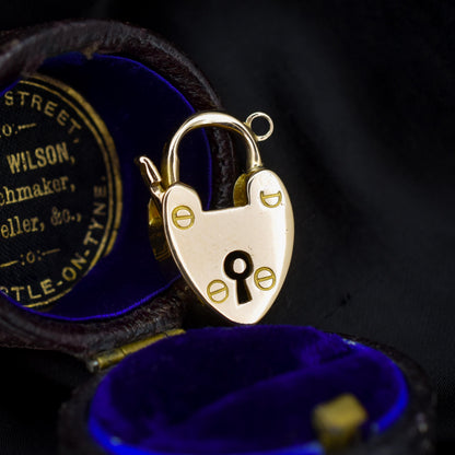 Antique Edwardian 18ct Gold Heart Padlock Pendant