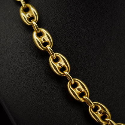 Vintage 9ct Gold 18" Puffy Mariner Anchor Link Chain Necklace