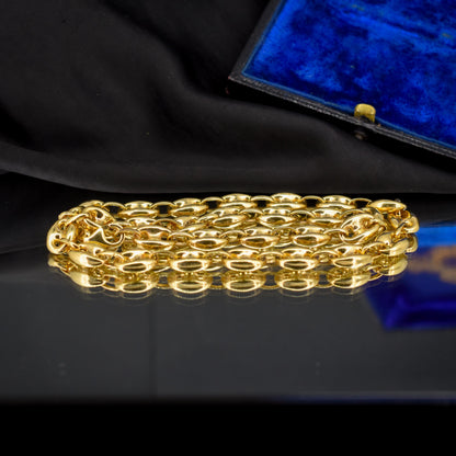 Vintage 9ct Gold 18" Puffy Mariner Anchor Link Chain Necklace