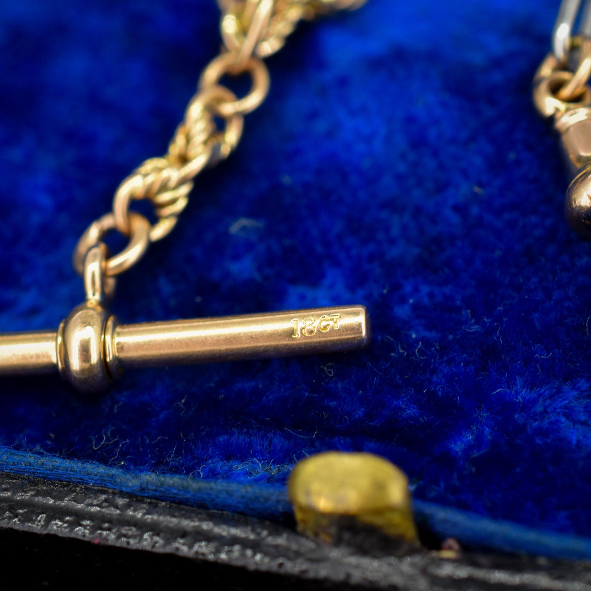 Antique 18ct Gold and Platinum Love Knot Trombone Watch Chain Necklace | 14.7"