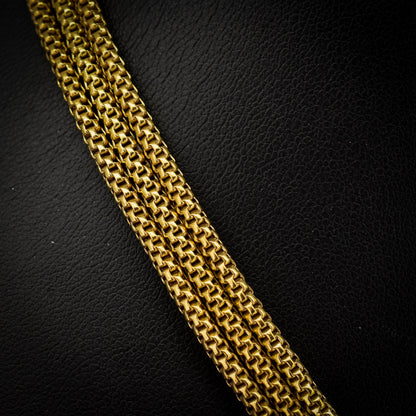 Antique 18ct Rolled Gold Fancy Popcorn Link Guard Chain Necklace with Dog Clip | 51"