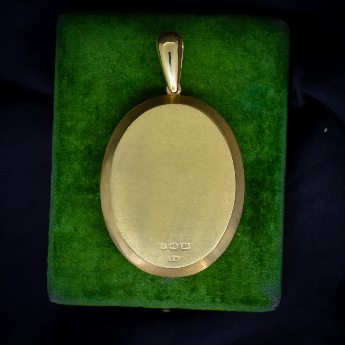 Antique '1879' Victorian Gold on Silver Oval Enamel Butterfly Locket Pendant