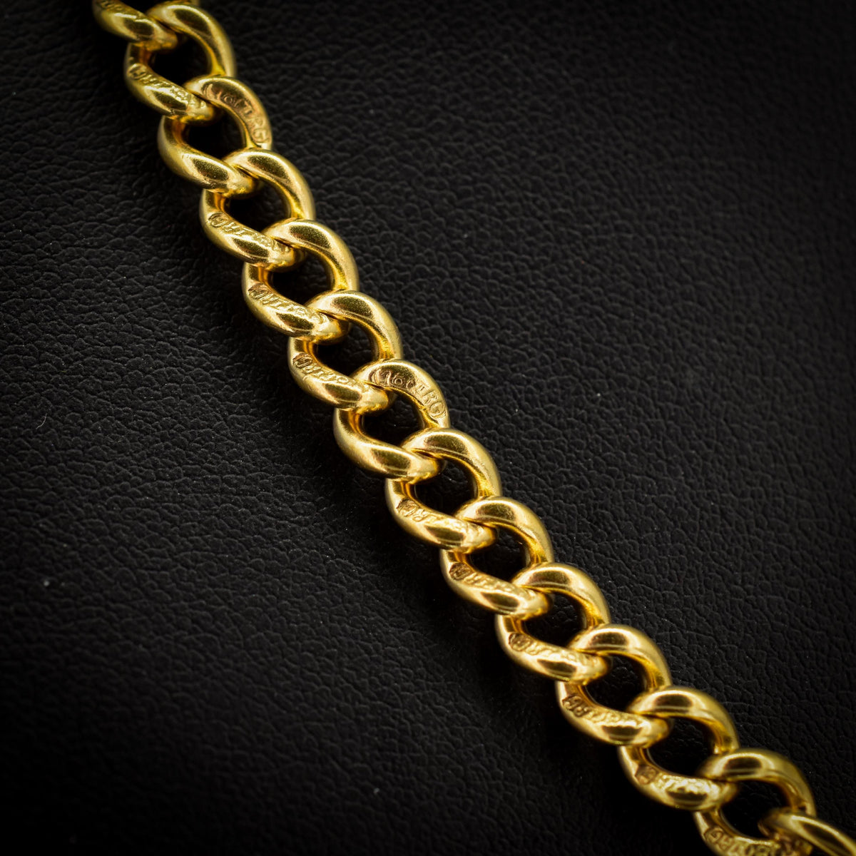 Antique 18ct Rolled Gold Curb Albert Watch Chain Necklace with T-Bar and Double Dog Clips - 17.5"