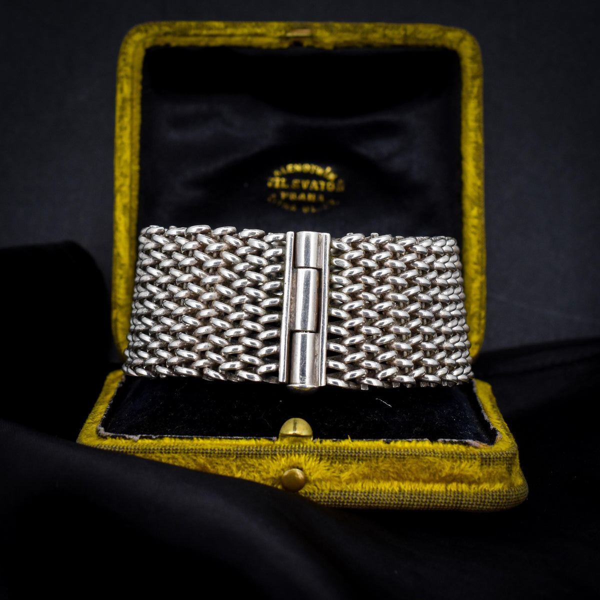 Vintage Sterling Silver Tomasz Stajszczak Poland Mesh Cuff Bracelet | 7.5"