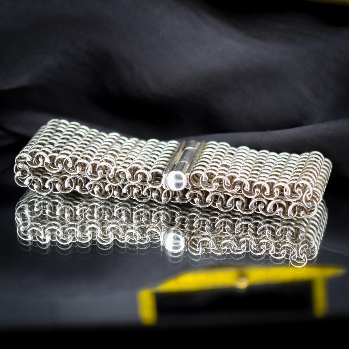 Vintage Sterling Silver Tomasz Stajszczak Poland Mesh Cuff Bracelet | 7.5"