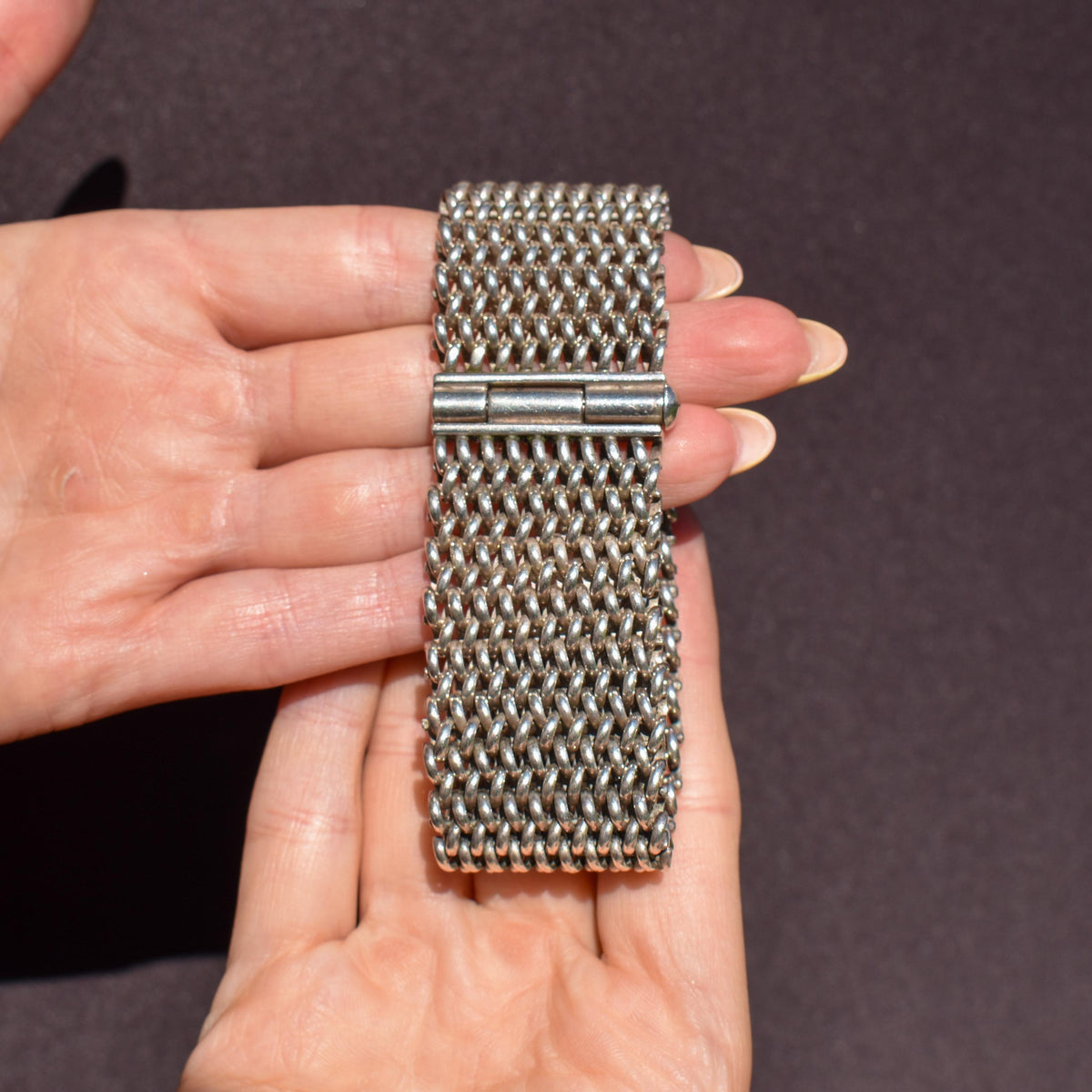 Vintage Sterling Silver Tomasz Stajszczak Poland Mesh Cuff Bracelet | 7.5"