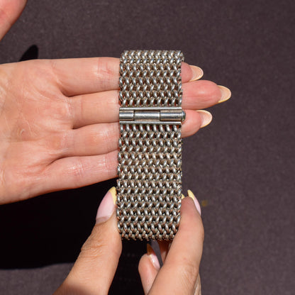 Vintage Sterling Silver Tomasz Stajszczak Poland Mesh Cuff Bracelet | 7.5"
