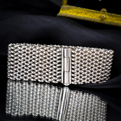 Vintage Sterling Silver Tomasz Stajszczak Poland Mesh Cuff Bracelet | 7.5"
