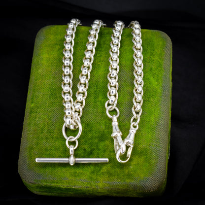 Vintage Sterling Silver Rollerball Albert Watch Chain Necklace | 19"