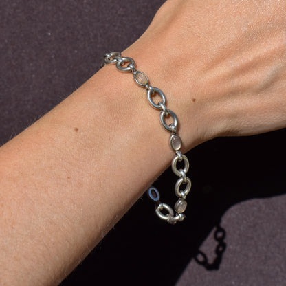 Vintage Cabochon Moonstone Sterling Silver Bracelet | 7"