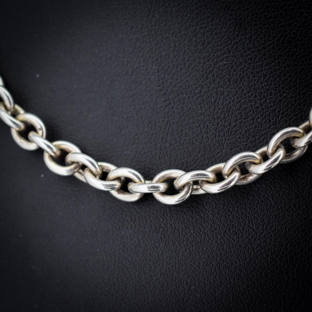 Vintage Sterling Silver Oval Cable Link Watch Chain Necklace with T-Bar and Dog Clips – 17"