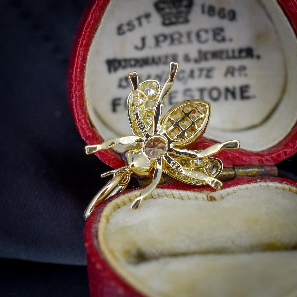 Yellow Sapphire and Diamond 18ct Gold Insect Bee Pendant