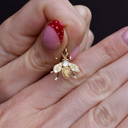 Yellow Sapphire and Diamond 18ct Gold Insect Bee Pendant