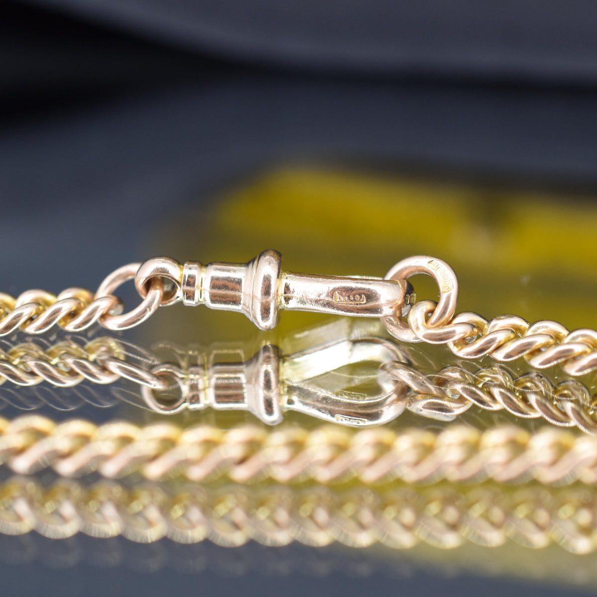 Antique 9ct Gold Uniform Curb Link Dog Clip Bracelet | 7.25"