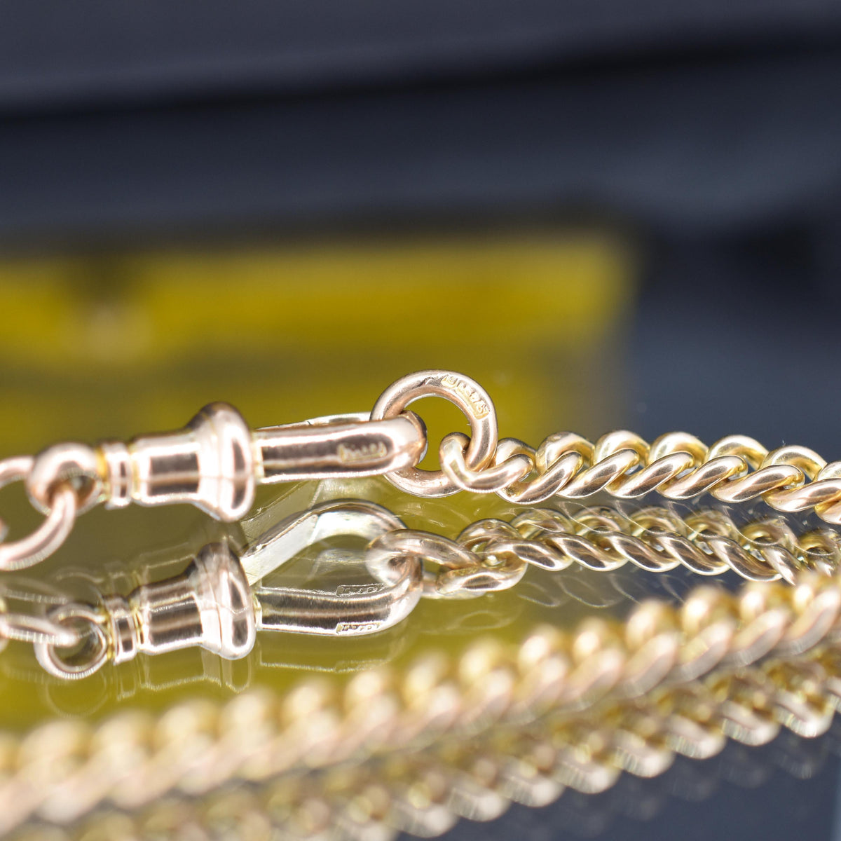 Antique 9ct Gold Uniform Curb Link Dog Clip Bracelet | 7.25"