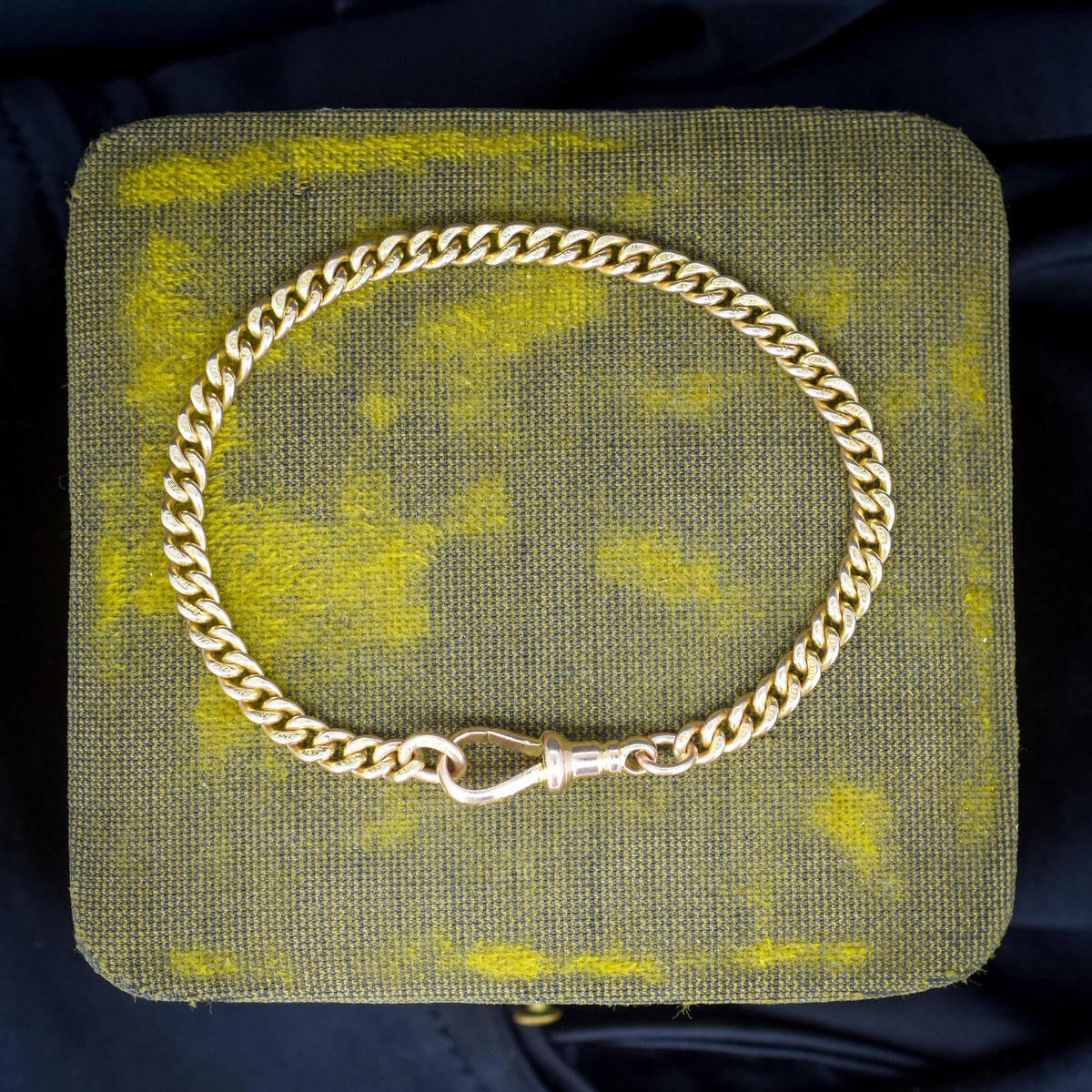 Antique 9ct Gold Uniform Curb Link Dog Clip Bracelet | 7.25"
