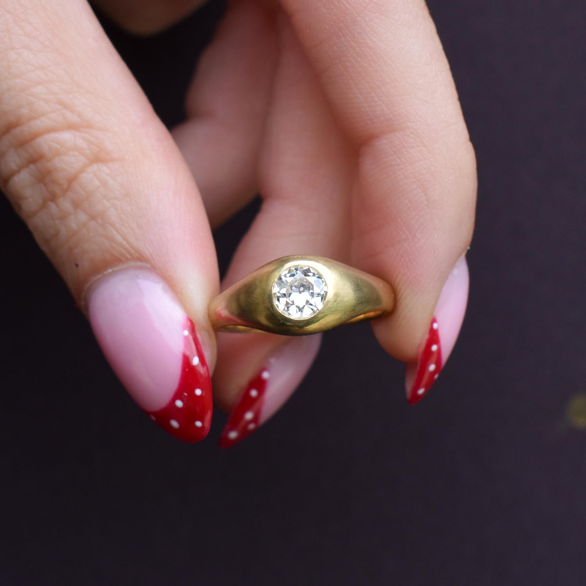 0.59ct Old Cut Diamond 18ct Yellow Gold Gypsy Band Ring