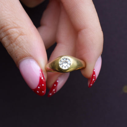 0.59ct Old Cut Diamond 18ct Yellow Gold Gypsy Band Ring
