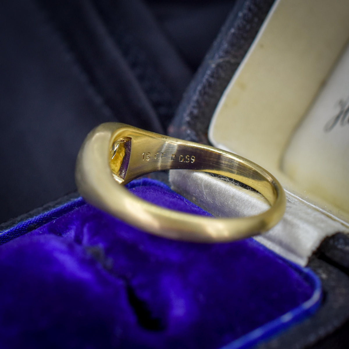 0.59ct Old Cut Diamond 18ct Yellow Gold Gypsy Band Ring