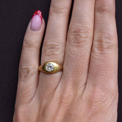 0.59ct Old Cut Diamond 18ct Yellow Gold Gypsy Band Ring