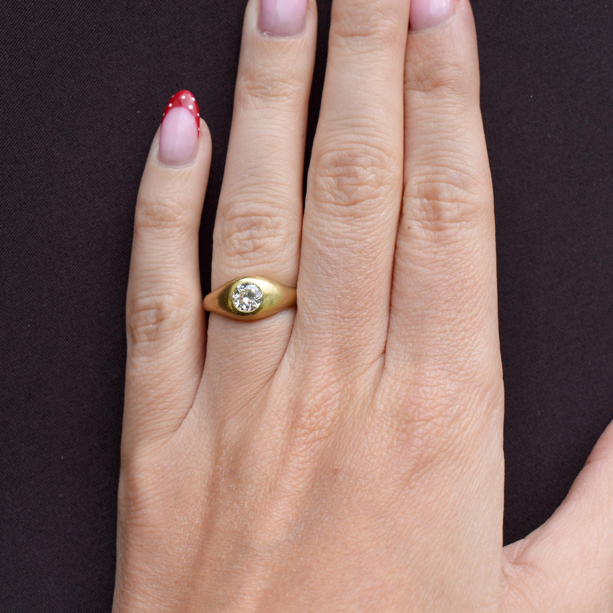 0.59ct Old Cut Diamond 18ct Yellow Gold Gypsy Band Ring