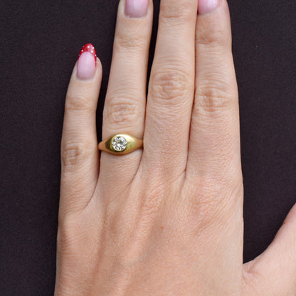 0.59ct Old Cut Diamond 18ct Yellow Gold Gypsy Band Ring
