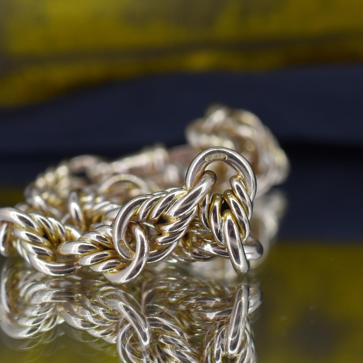 Antique '1904' Love Knot 9ct Yellow Gold Chain Bracelet with T-bar | 8"