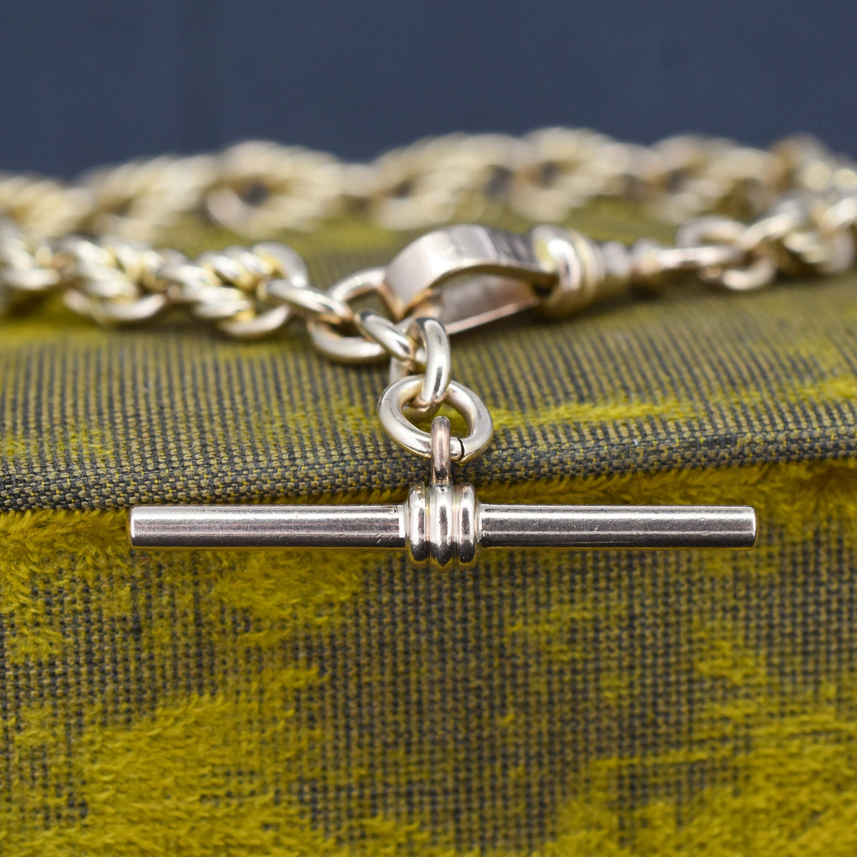 Antique '1904' Love Knot 9ct Yellow Gold Chain Bracelet with T-bar | 8"