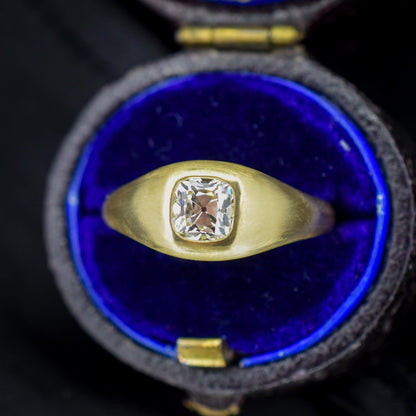 0.70ct Old Mine Cut Diamond 18ct Yellow Gold Gypsy Band Ring