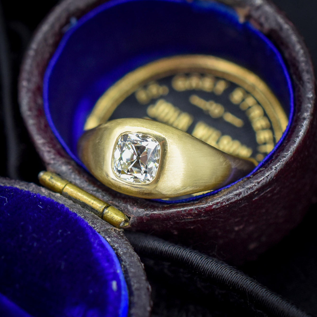 0.70ct Old Mine Cut Diamond 18ct Yellow Gold Gypsy Band Ring