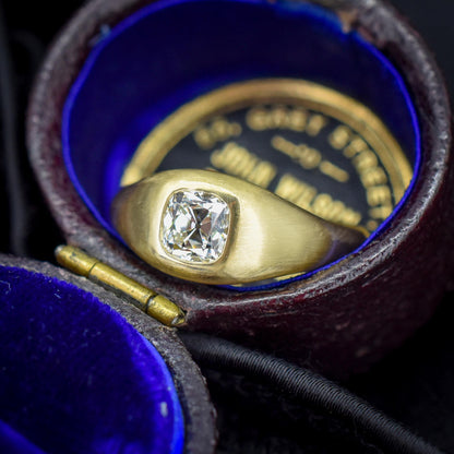 0.70ct Old Mine Cut Diamond 18ct Yellow Gold Gypsy Band Ring