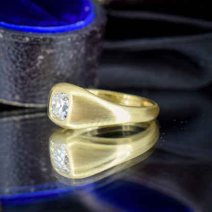 0.70ct Old Mine Cut Diamond 18ct Yellow Gold Gypsy Band Ring
