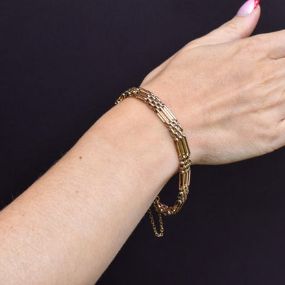 Antique Heart Padlock Fancy Gate 18ct Rolled Gold Bracelet