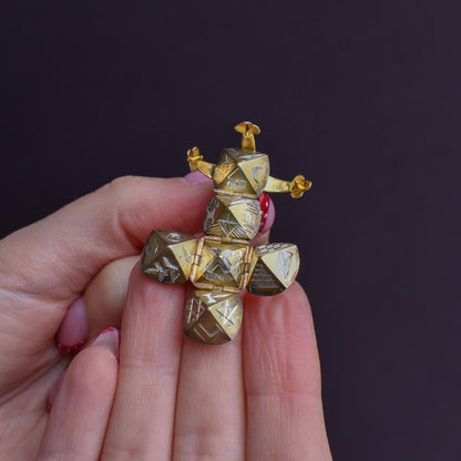 Antique 9ct Gold and Silver Large Masonic Ball Charm Pendant