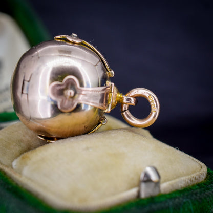 Antique 9ct Gold and Silver Large Masonic Ball Charm Pendant
