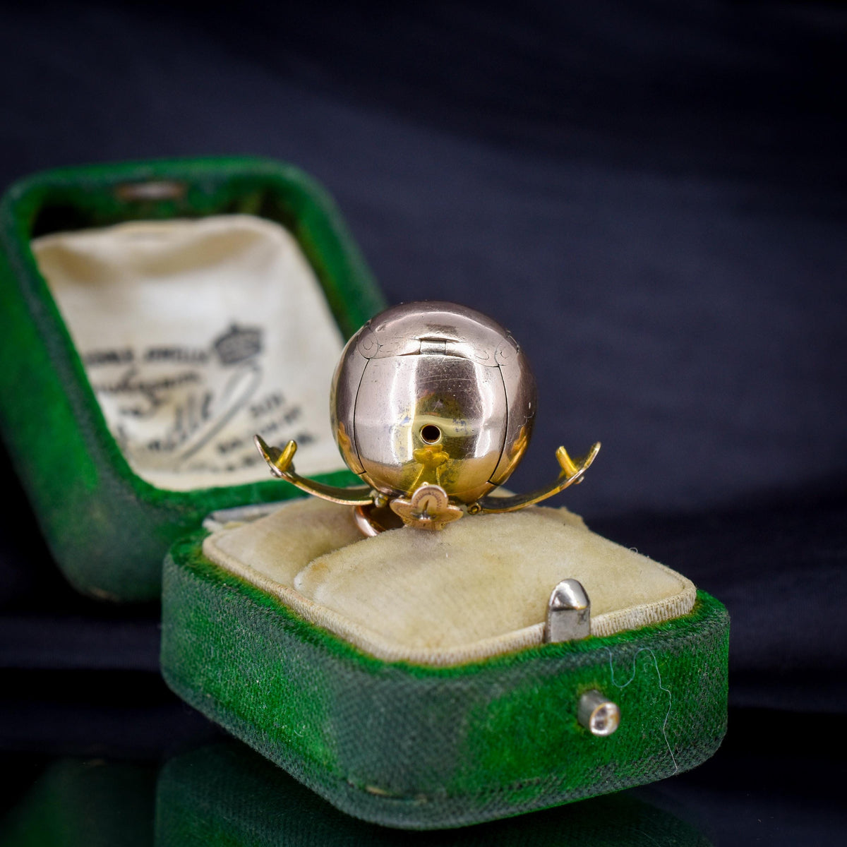 Antique 9ct Gold and Silver Large Masonic Ball Charm Pendant