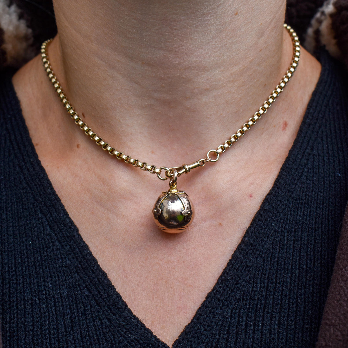 Antique 9ct Gold and Silver Large Masonic Ball Charm Pendant