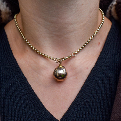 Antique 9ct Gold and Silver Large Masonic Ball Charm Pendant