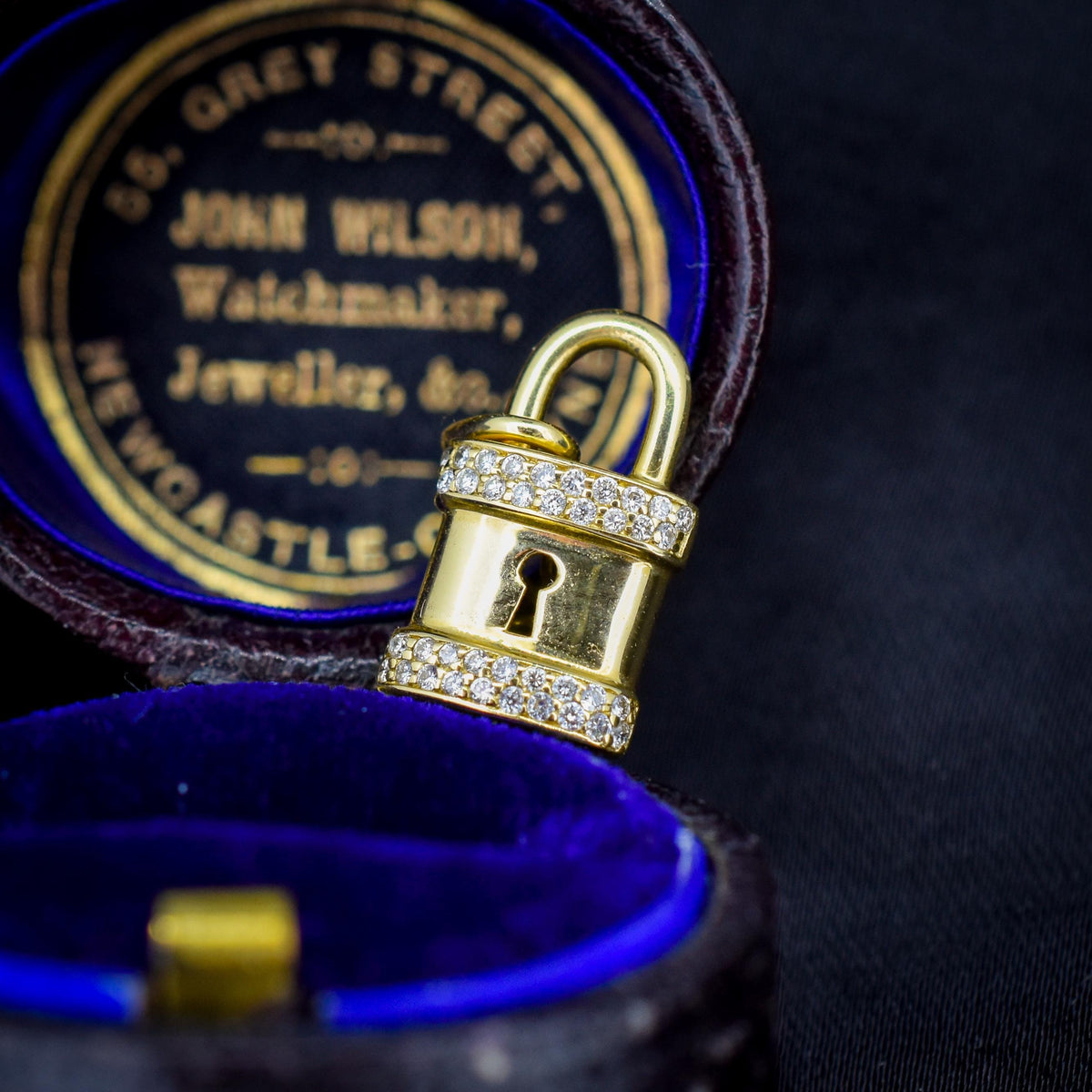 Vintage 18ct Yellow Gold Diamond Padlock Charm Pendant