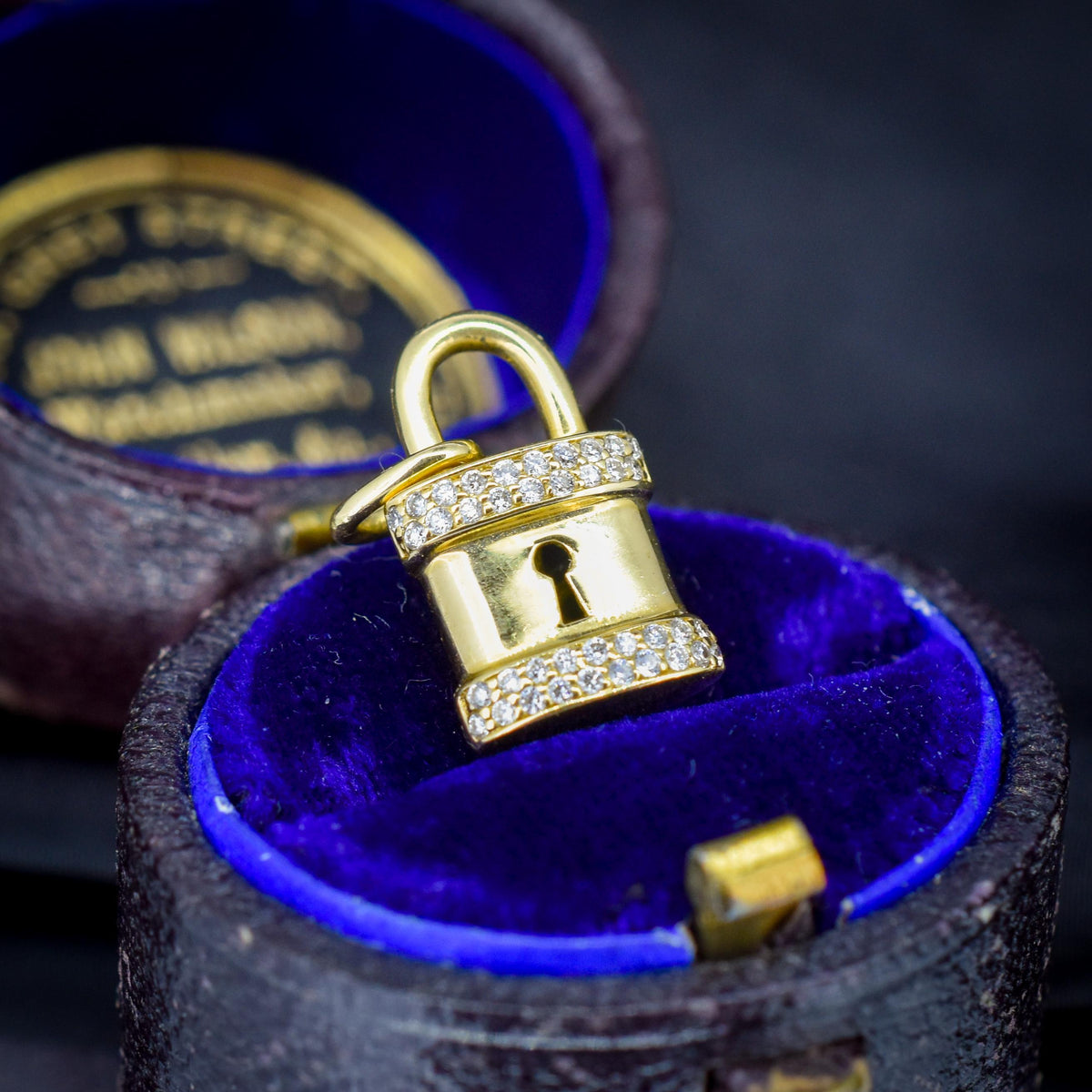 Vintage 18ct Yellow Gold Diamond Padlock Charm Pendant