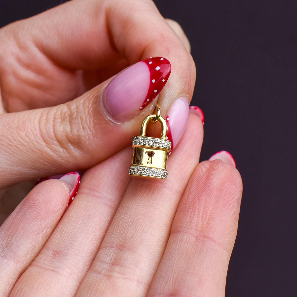 Vintage 18ct Yellow Gold Diamond Padlock Charm Pendant