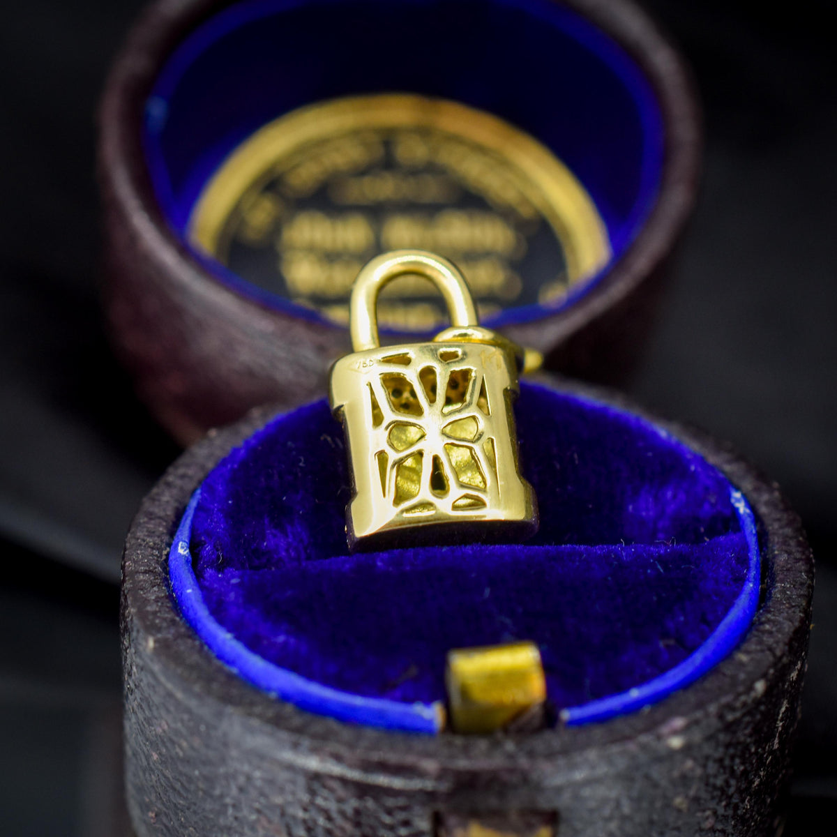 Vintage 18ct Yellow Gold Diamond Padlock Charm Pendant