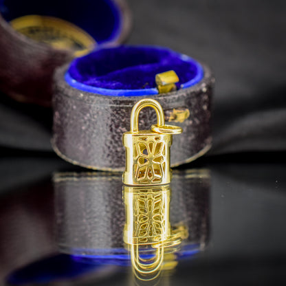 Vintage 18ct Yellow Gold Diamond Padlock Charm Pendant