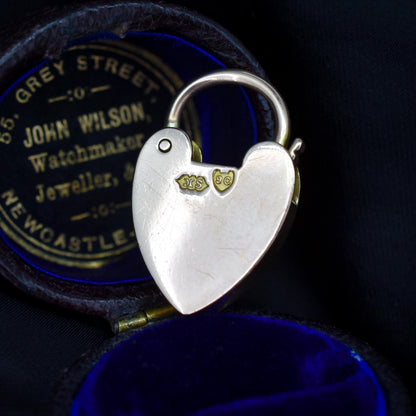 Antique Edwardian 9ct Gold Plain Heart Padlock Pendant