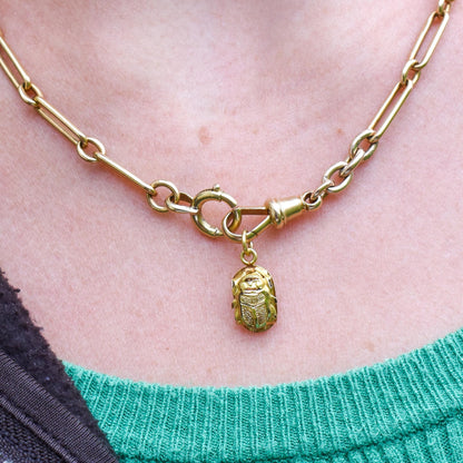 Vintage Egyptian Scarab Beetle 18ct Yellow Gold Charm Pendant