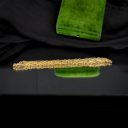 Antique 15ct Gold Paperlink Trombone Chain Necklace with Barrel Clasp | 18.5" Length