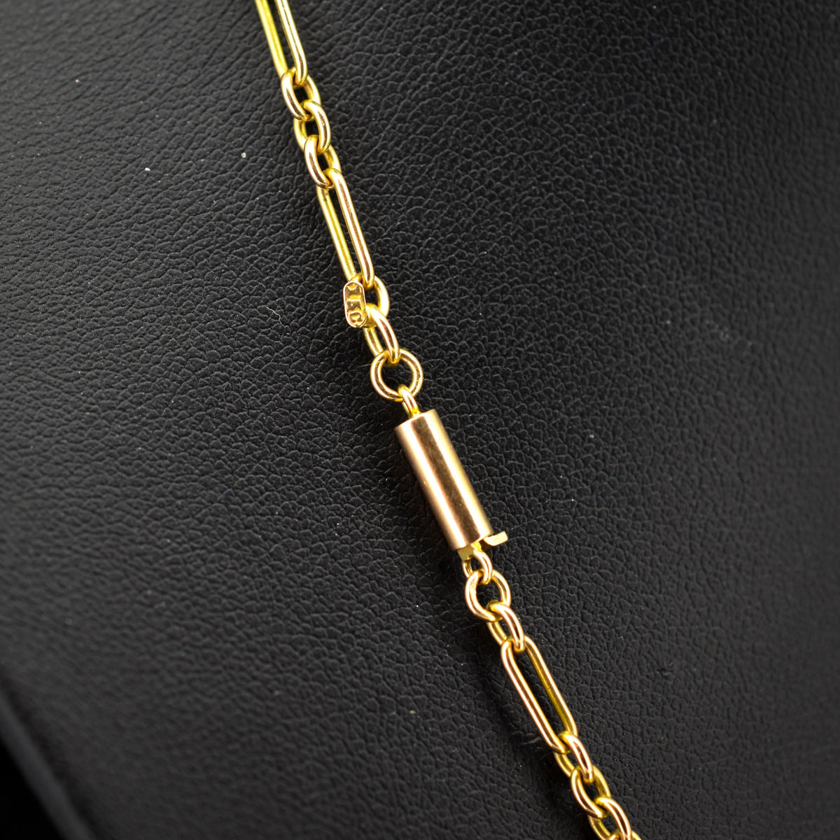Antique 15ct Gold Paperlink Trombone Chain Necklace with Barrel Clasp | 18.5" Length