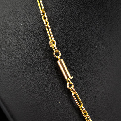 Antique 15ct Gold Paperlink Trombone Chain Necklace with Barrel Clasp | 18.5" Length